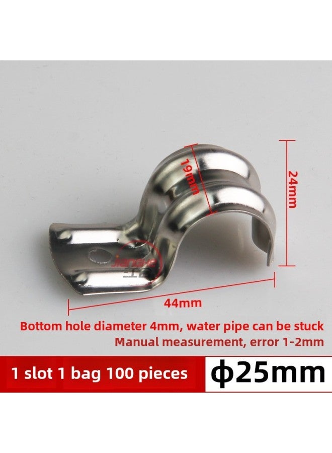 Unilateral Riding Marca Thickened Stainless Steel Pipe Buckle Half Code P Card Hitting Gasgun Wire Pipe Clamp 16/20/25/32-Specifications And Models:25mm Stainless Steel Card 1+100/bag-retail Price  - Image 1