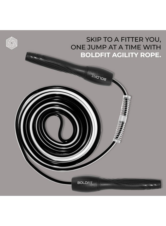 Boldfit Skipping Rope for Men and Women Jumping Rope With Adjustable Height Speed Skipping Rope for Exercise, Gym, Sports Fitness Adjustable Jump Rope, Polyvinyl Chlorine (PVC), Black-White - Image 4