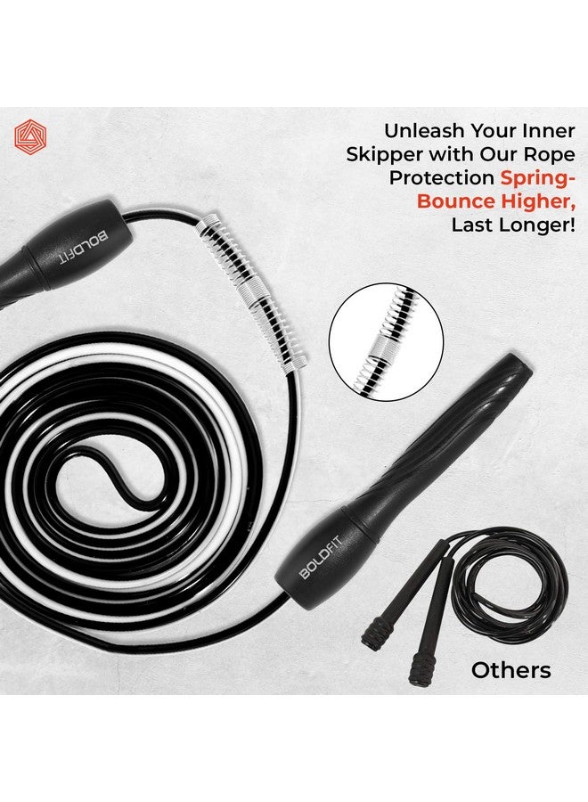 Boldfit Skipping Rope for Men and Women Jumping Rope With Adjustable Height Speed Skipping Rope for Exercise, Gym, Sports Fitness Adjustable Jump Rope, Polyvinyl Chlorine (PVC), Black-White - Image 3