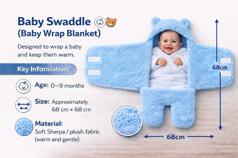 BRANDONN Baby Blanket Newborn Gift Pack of Swaddle Wrapper, 0-9 Months, Length 68 cm x Width 68 cm - Image 4