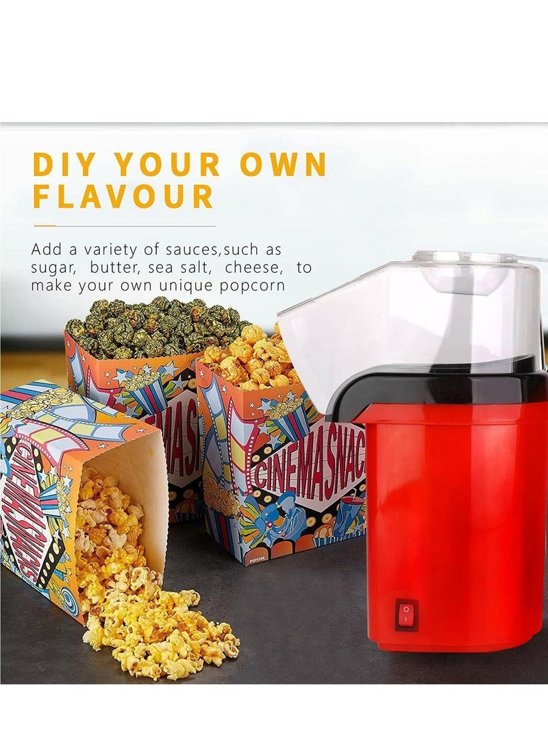 Raxoom Hot Air Popcorn Popper Maker With Measuring Cup To Portion Popping Corn Kernels + Melt Butter 1400 W DAPP150V2RD04 Red  - Image 3