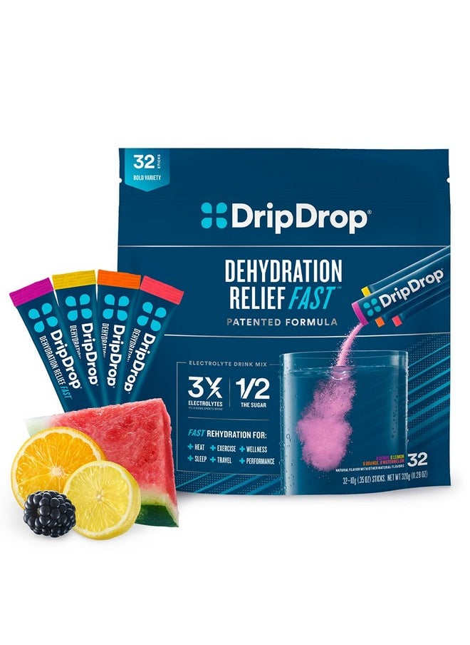 DripDrop - Hydration Electrolyte Powder Packets Watermelon Berry Orange Lemon 32 Count - Image 1