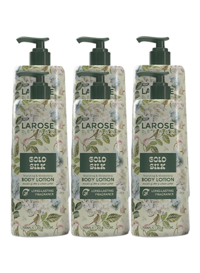 لا روز 6 قطع لوشن للجسم المغذي والمرطب برائحة جولد سيلك  يدوم طويلاً 700 مل - Image 1