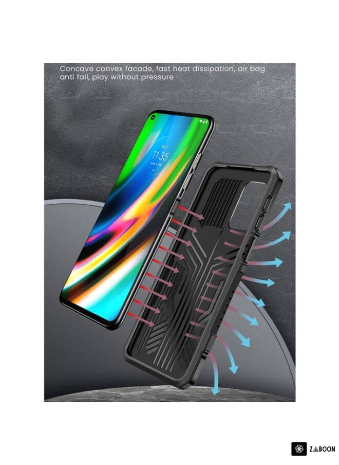 Green Tiger - For Motorola Moto G9 Plus Vanguard Warrior All Inclusive Double-color Shockproof TPU + PC Protective Case with Holder(Black) - Image 1