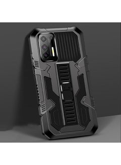 For Motorola Moto G9 Plus Vanguard Warrior All Inclusive Double-color Shockproof TPU + PC Protective Case with Holder(Black)