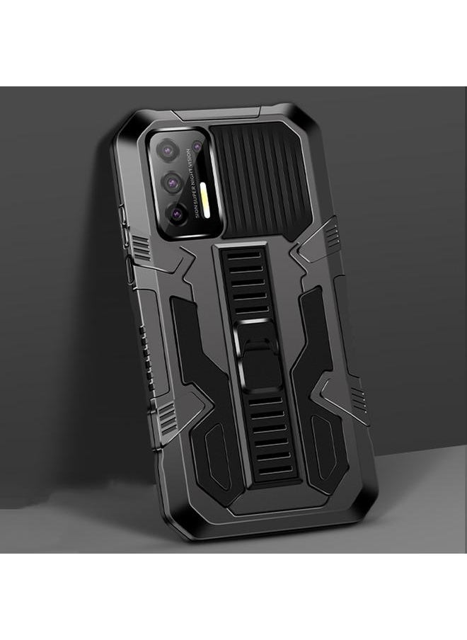 Green Tiger - For Motorola Moto G9 Plus Vanguard Warrior All Inclusive Double-color Shockproof TPU + PC Protective Case with Holder(Black) - Image 1