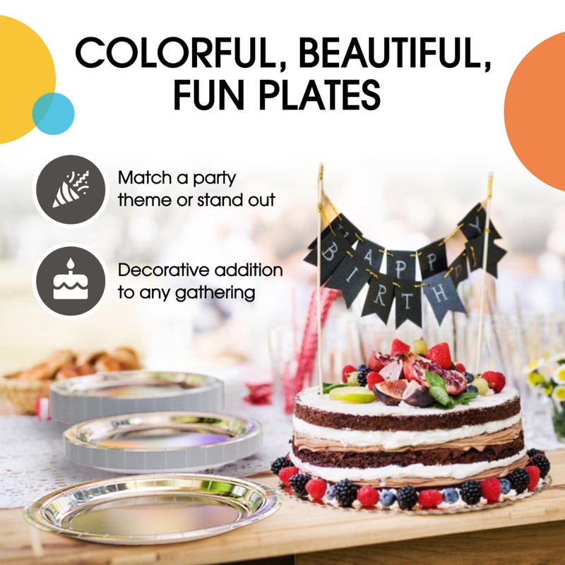 Exquisite Silver Paper Plates Disposable Heavy Duty 7 Inch Disposable Plates For Party 50 Pcs Heavy Duty Paper Plate 350 GSM  Birthday Party Supplies Plate Set - Image 5