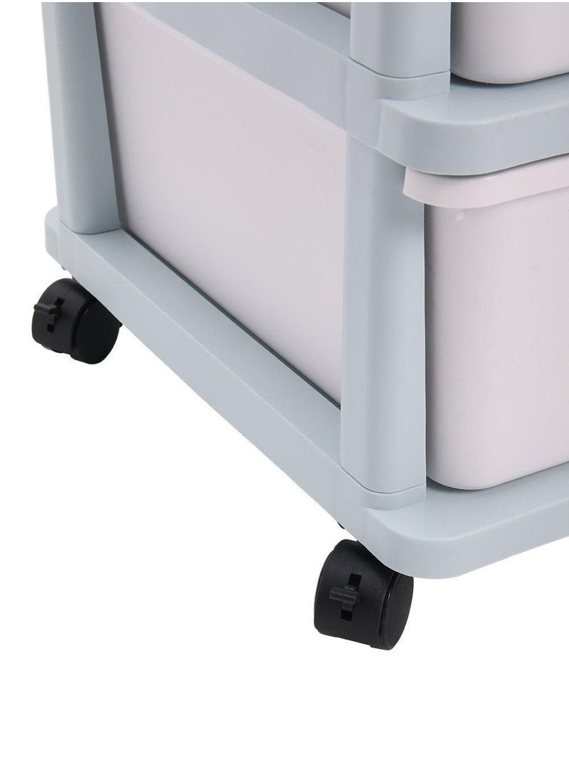 BestStore - 3-Layer Children's Toy Plastic Rolling Drawer Clothes Storage Box Organizer With Wheels For Office Kitchen Container Bathroom Living or Playroom Study - Image 1