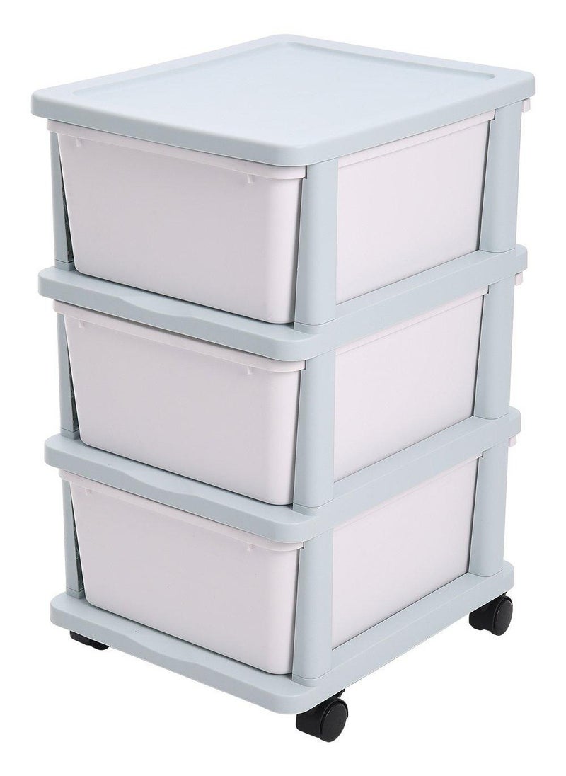 BestStore - 3-Layer Children's Toy Plastic Rolling Drawer Clothes Storage Box Organizer With Wheels For Office Kitchen Container Bathroom Living or Playroom Study - Image 1