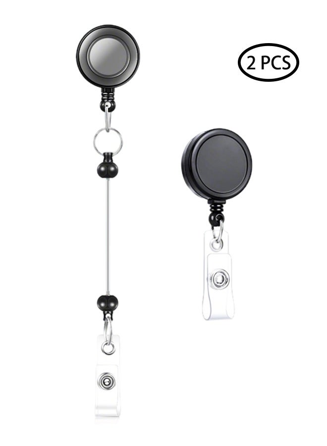 Generic Retractable ID Badge Holder Reels with Swivel Alligator Clip and Beadable Badge Reels with Bar,Retractable Beaded Holder Clips for Beads ID Name Badge Reels Durable ID Holder with Clear Vinyl Strap Secure Badge Reel for ID Cards and keys(Clear Black)  - Image 1