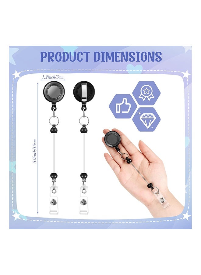 Generic Retractable ID Badge Holder Reels with Swivel Alligator Clip and Beadable Badge Reels with Bar,Retractable Beaded Holder Clips for Beads ID Name Badge Reels Durable ID Holder with Clear Vinyl Strap Secure Badge Reel for ID Cards and keys(Clear Black)  - Image 5