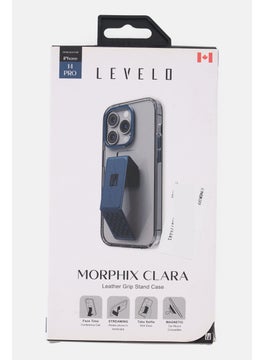 LEVELO Iphone 14 Pro Morphix Clara Leather Grip Stand Protective Case, Transparent  - Image 1