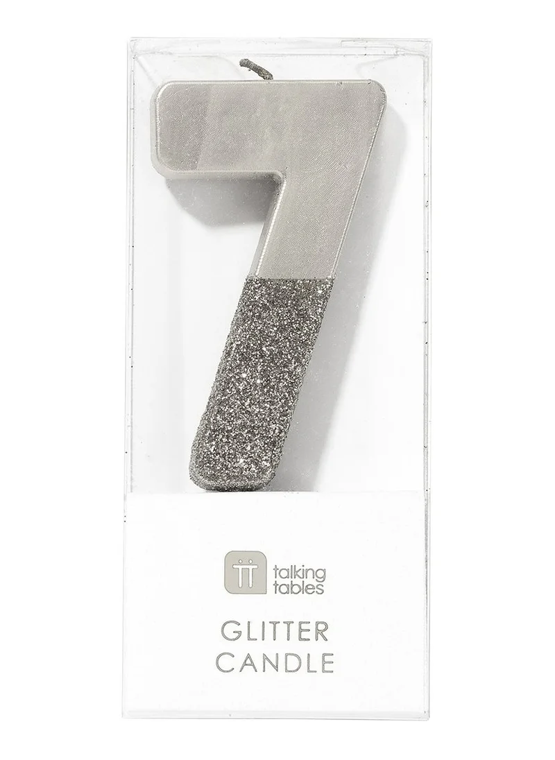 Talking Tables Silver Glitter Number Candle - 7