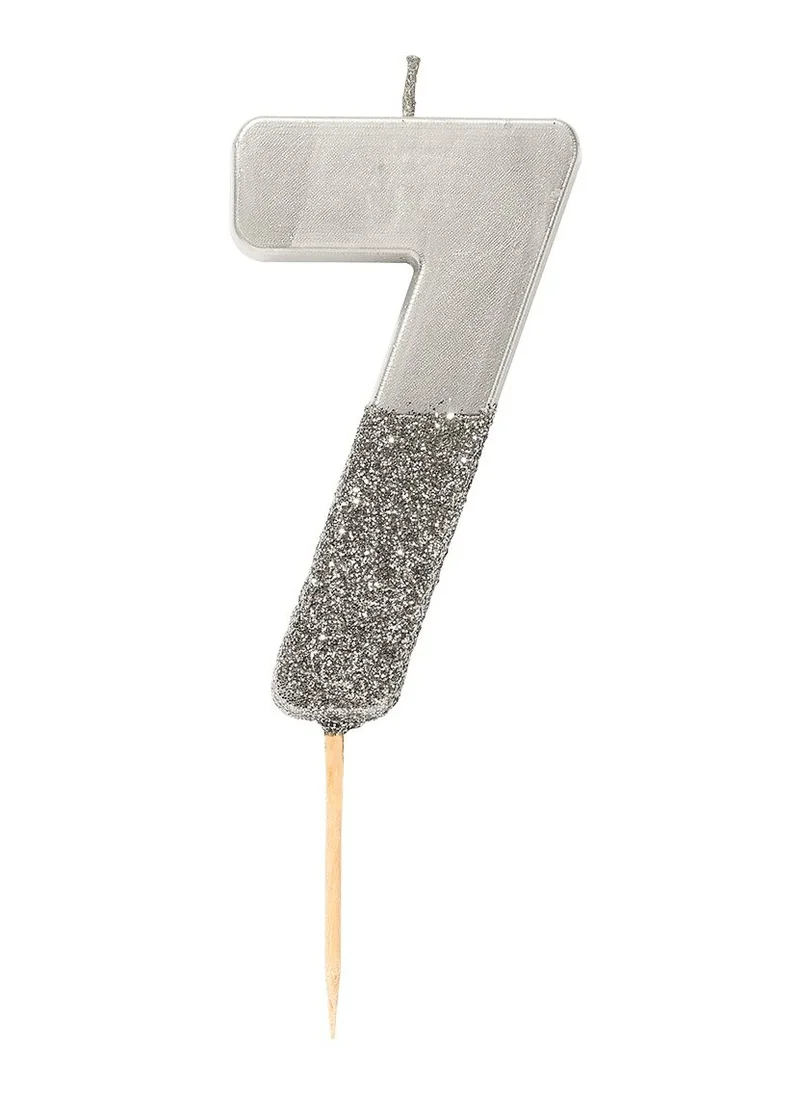 Talking Tables Silver Glitter Number Candle - 7