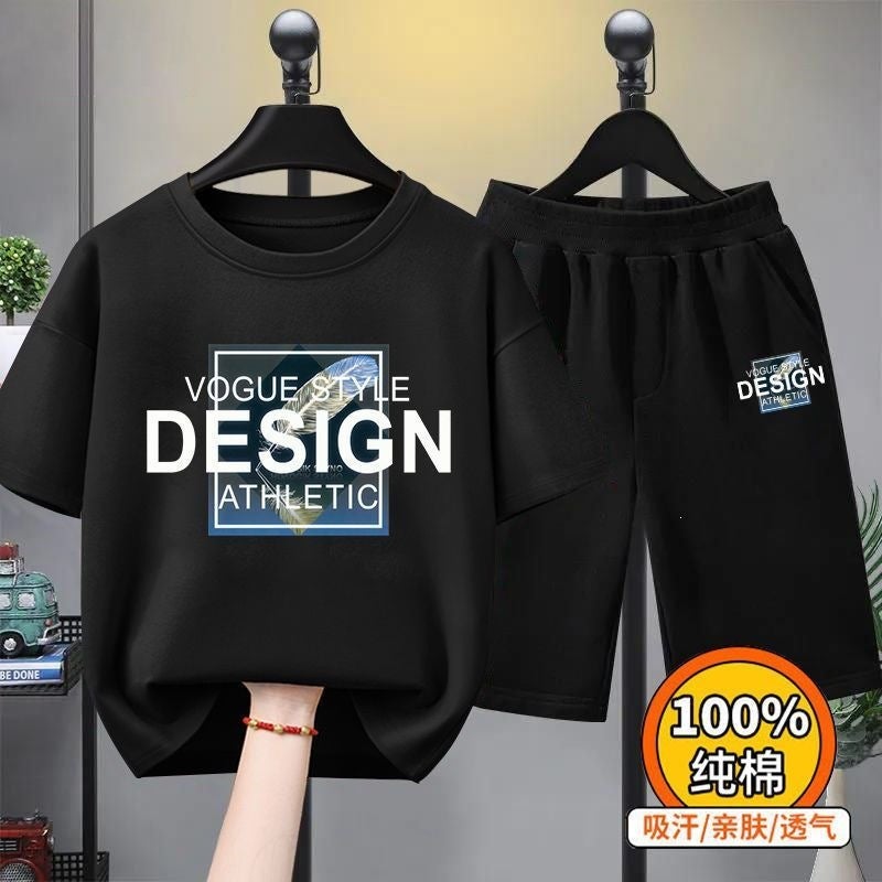 Boys'' Summer Outfit, Thin and Stylish Short-Sleeve Sportswear, New Loose-Fitting Children''s Clothing, Trendy White Summer Wear for Kids - Image 3