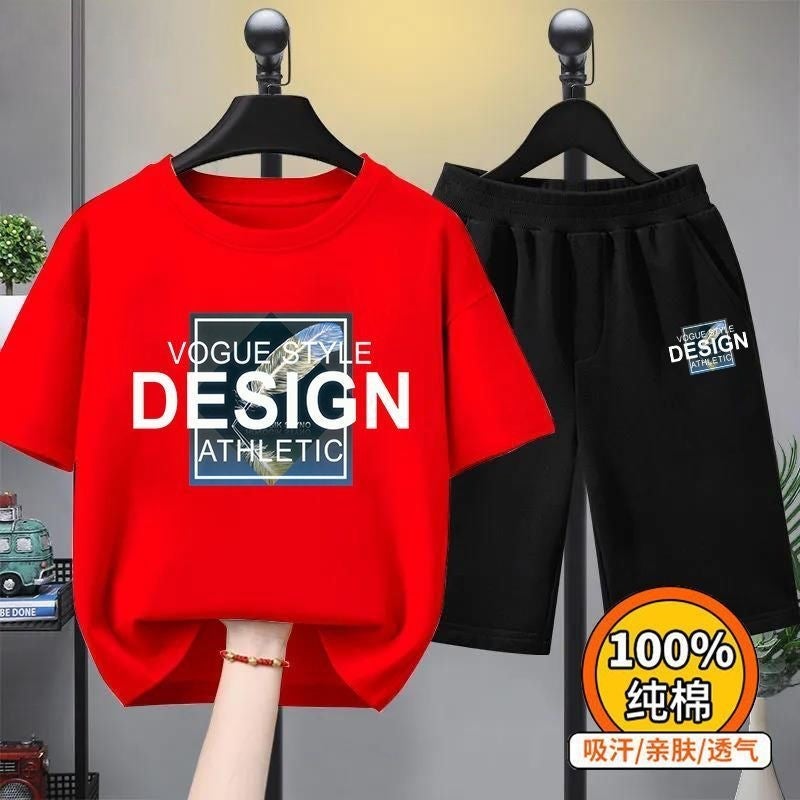Boys'' Summer Outfit, Thin and Stylish Short-Sleeve Sportswear, New Loose-Fitting Children''s Clothing, Trendy White Summer Wear for Kids - Image 2