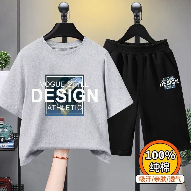 Boys'' Summer Outfit, Thin and Stylish Short-Sleeve Sportswear, New Loose-Fitting Children''s Clothing, Trendy White Summer Wear for Kids - Image 4