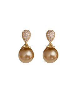 نيبمينينت Korean-style Simple Dongdaemun Champagne Pearl Drop Earrings S925 Silver Needle High-grade Temperament Fashion 