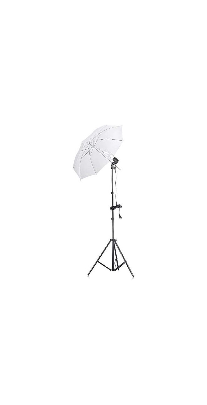 SHOPEE 3pcs Set: White 80CM Umbrella + Portable Foldable Flash Photo Video Studio Lighting Photography Stand + Bulb Holder - Image 1