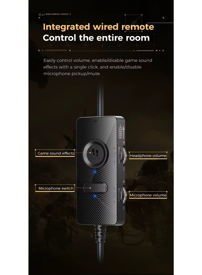 بليكستون سماعة رأس بليكتون G900 USB ذات ميكروفون مُلغٍ للضوضاء، سماعة رأس للألعاب على الحاسوب مزودة بكارت صوت مدمج، تحكم بسيط في الصوت وميزة إيقاف الميكروفون، بأساس قوي، خفيفة الوزن بوزن 256 جرام، كابل بطول 2 متر لأداء متميز، بلون أسود ملكي - Image 2