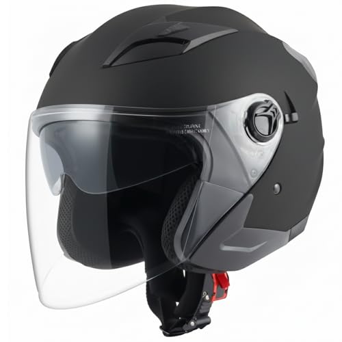 SanQing Motorcycle HelmetAdult Motorbike Helmet Double Visor 34 Open Face Sun Shield Keep Warm Against Wind in Winter DOT Approved for Men and Women Black Large - Image 1