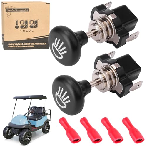 10L0L Universal Golf Cart Headlight Push Pull Switch for EZGO, Yamaha, Club Car, Light Button 2 Pack - Image 1