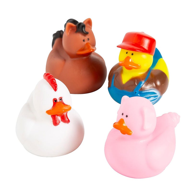 Fun Express Farm Rubber Ducks Duckies 12 Pieces Birthday Parties Treasure Chest Supplies - Image 4