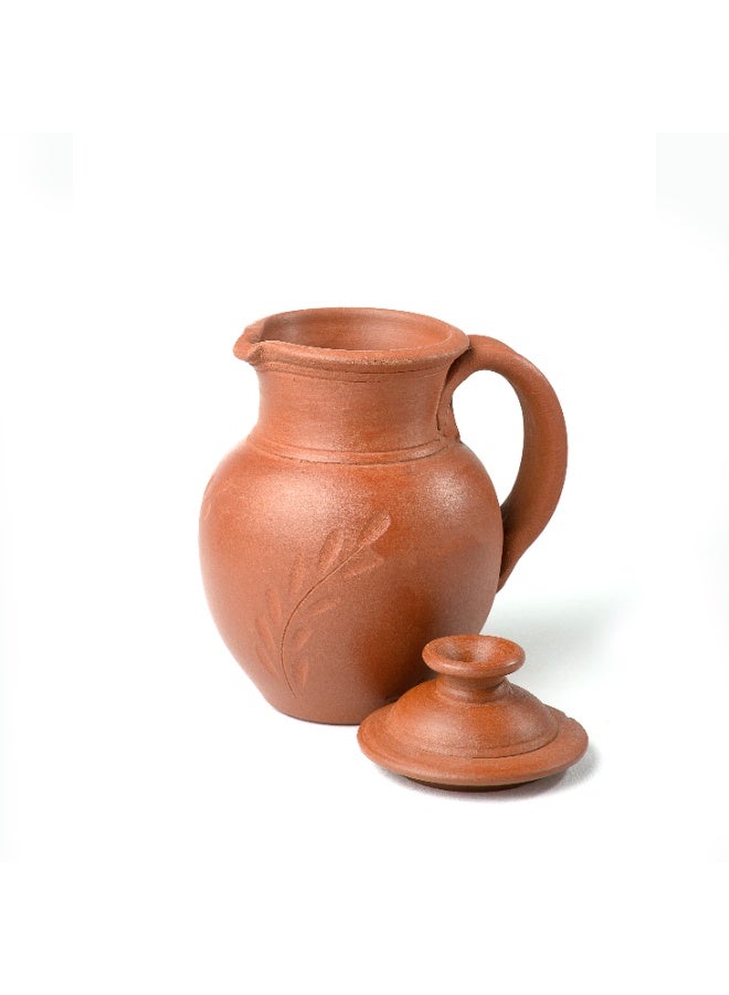 ARK Handmade Terracotta Water Jug with Lid - Traditional Clay Serving Pitcher, Easy-Pour Spout, Big - 2.5 Liters - Image 5