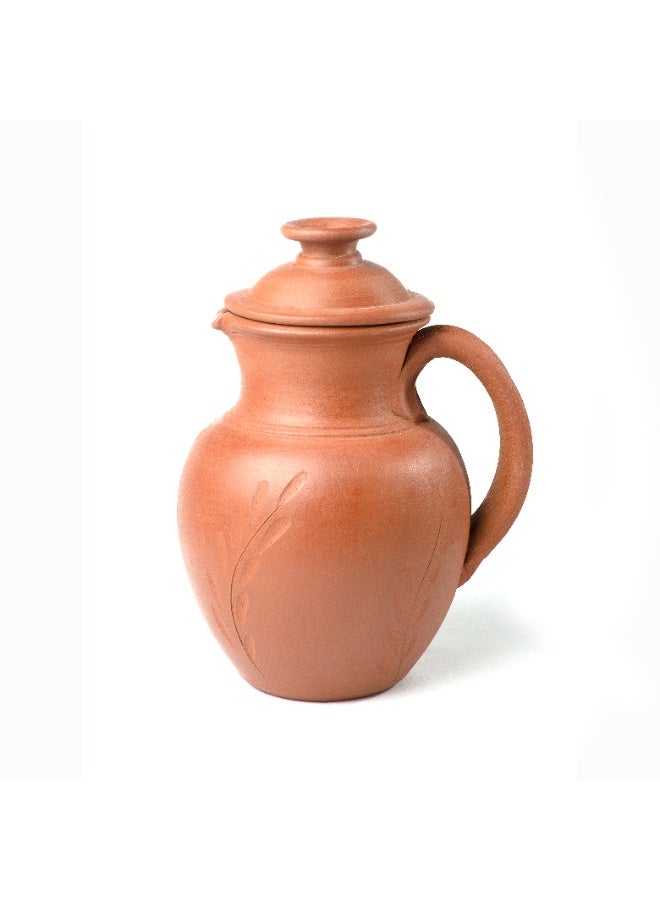 ARK Handmade Terracotta Water Jug with Lid - Traditional Clay Serving Pitcher, Easy-Pour Spout, Big - 2.5 Liters - Image 4
