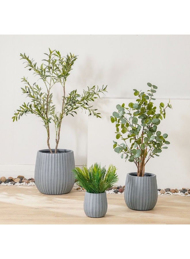 DANUBE HOME وعاء من الطين الليفي مع أخاديد عريضة لزراعة النباتات في الهواء الطلق | أواني زينة للحديقة المنزلية 44x44x44 سم - أبيض فاتح 231202708934 - Image 2