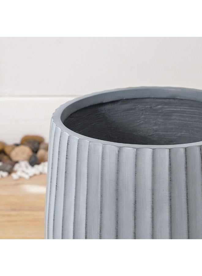 DANUBE HOME وعاء من الطين الليفي مع أخاديد عريضة لزراعة النباتات في الهواء الطلق | أواني زينة للحديقة المنزلية 44x44x44 سم - أبيض فاتح 231202708934 - Image 3