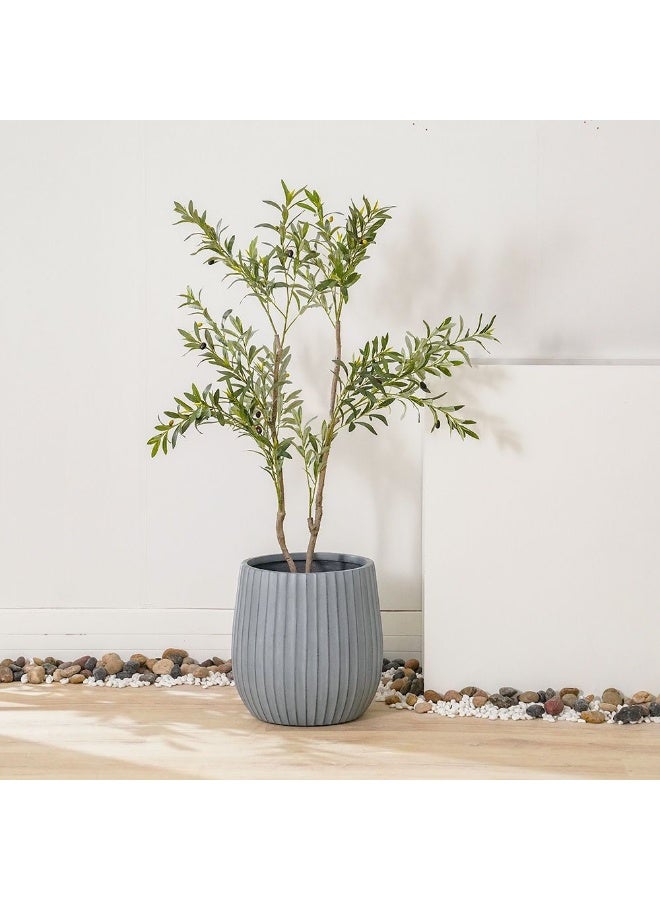 DANUBE HOME وعاء من الطين الليفي مع أخاديد عريضة لزراعة النباتات في الهواء الطلق | أواني زينة للحديقة المنزلية 44x44x44 سم - أبيض فاتح 231202708934 - Image 5