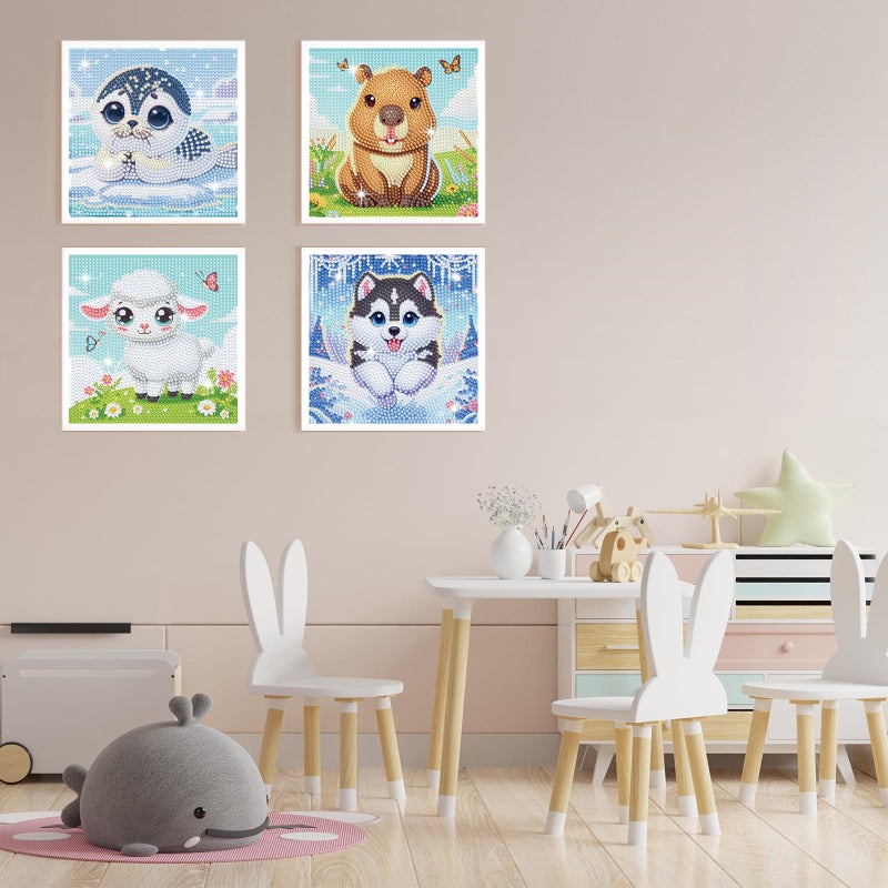 NANZHOO 4 Pack Diamond Art Kits Diamond Painting Kits for Beginners, 5D Cute Animals Diamond Art Gem Art Dimond Art Paintings, Mosaic Kits DIY Full Drill for Gift Home Wall Decoration, 6x6 Inch - Image 5