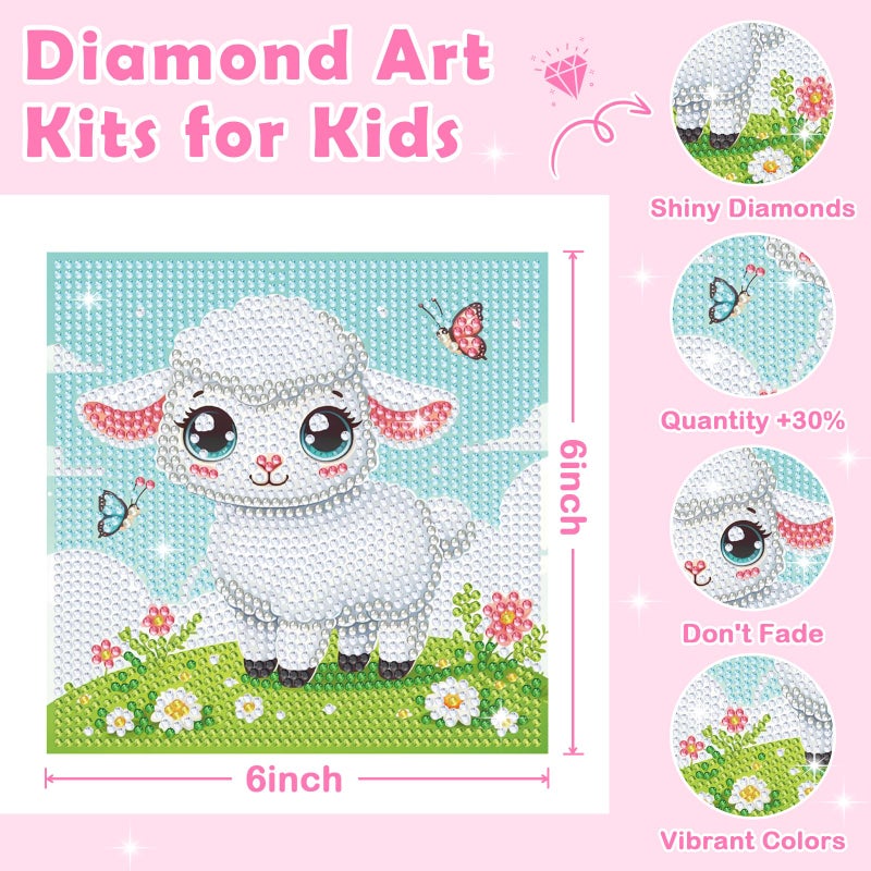 NANZHOO 4 Pack Diamond Art Kits Diamond Painting Kits for Beginners, 5D Cute Animals Diamond Art Gem Art Dimond Art Paintings, Mosaic Kits DIY Full Drill for Gift Home Wall Decoration, 6x6 Inch - Image 2