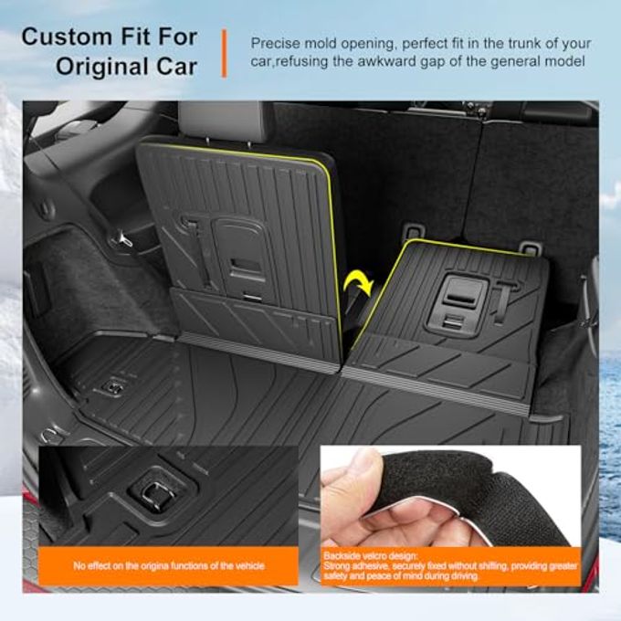 powoq Floor Mat Compatible With 2016-2026 Dodge Durango 7 Seats Trunk Liner 3Rd Backrest Mat Replacement For 2016-2026 Dodge Durango Accessories (Trunk Mat+3Rd Backrest Mat+7 Seats Floor Mat) - Image 2