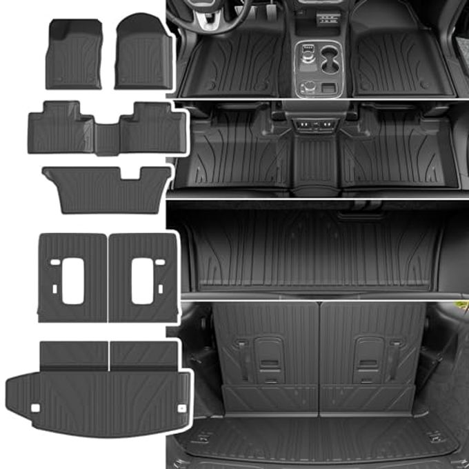 powoq Floor Mat Compatible With 2016-2026 Dodge Durango 7 Seats Trunk Liner 3Rd Backrest Mat Replacement For 2016-2026 Dodge Durango Accessories (Trunk Mat+3Rd Backrest Mat+7 Seats Floor Mat) - Image 4