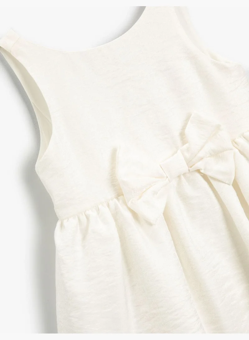 KOTON Sleeveless Midi Dress Bowtie Detail