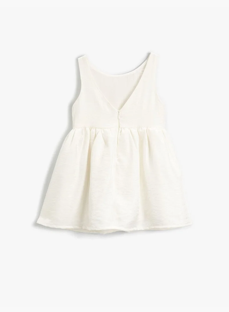 KOTON Sleeveless Midi Dress Bowtie Detail