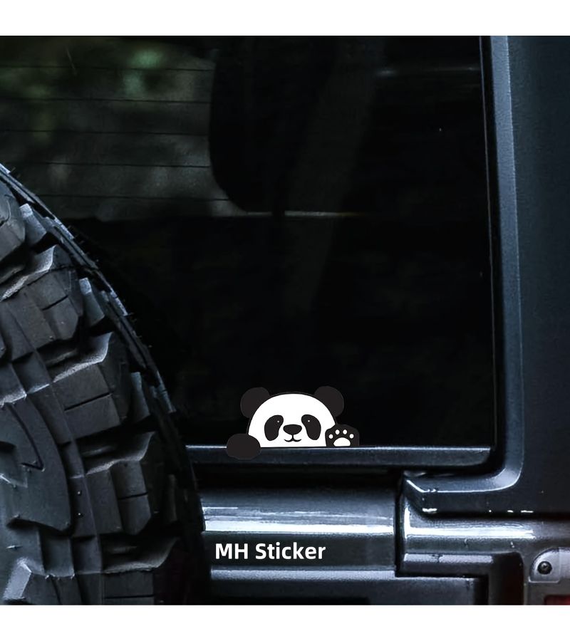 1 Pc Cute Panda Face Premium Vinyl Sticker Waterproof Sunproof Matte Decal Self Adhesive Irregular Durable Sticker For Car Bumper Gas Tank Cap Laptop Refrigerator Helmet Guitar Skateboard - Image 3
