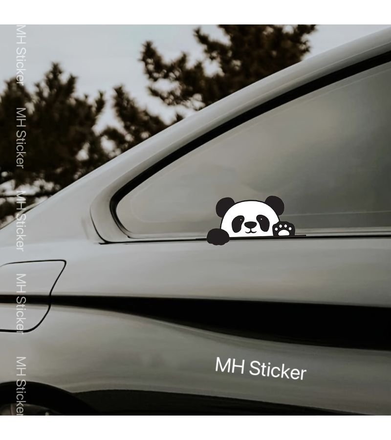 1 Pc Cute Panda Face Premium Vinyl Sticker Waterproof Sunproof Matte Decal Self Adhesive Irregular Durable Sticker For Car Bumper Gas Tank Cap Laptop Refrigerator Helmet Guitar Skateboard - Image 1