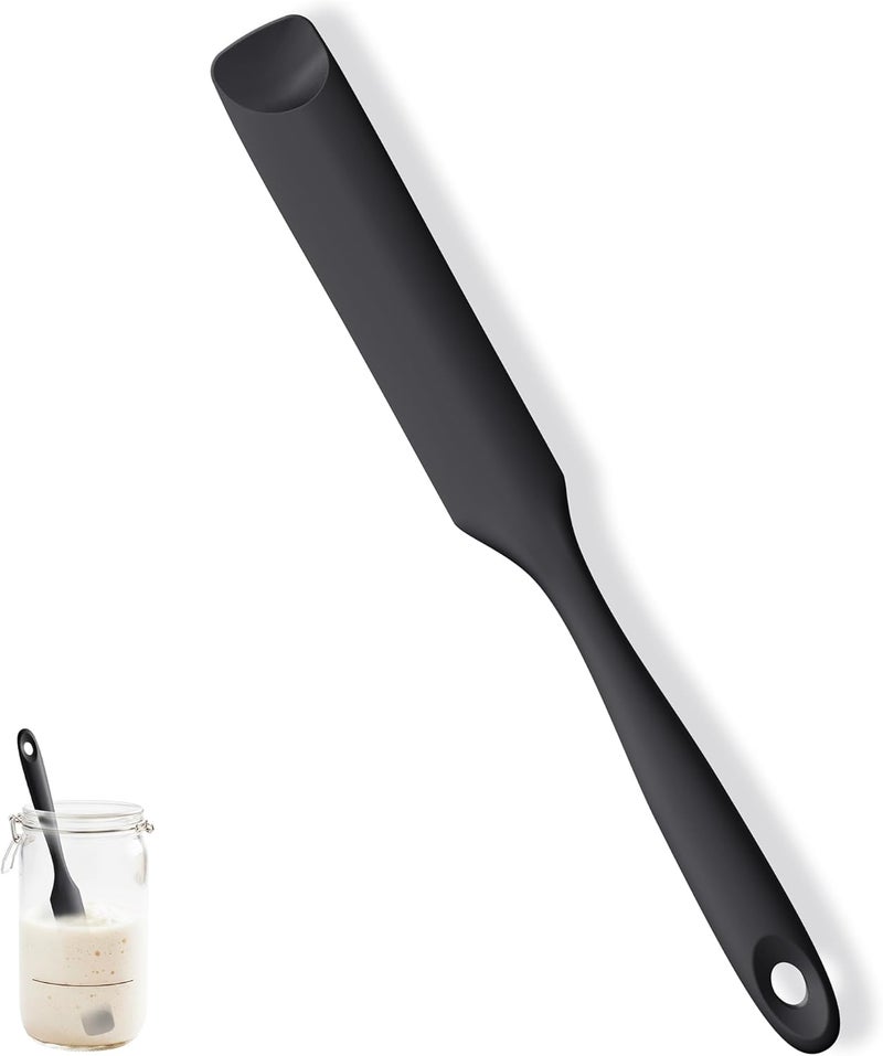 UTaste Silicone Jar Spatula for Sourdough Starter: Long Skinny Food-Grade Jam Spreader, Sturdy Stirring Stick Bowl Scraper with Flexible Spoon Tip, Mixing Icing Tool, Peanut Butter Knife (Black) - Image 1