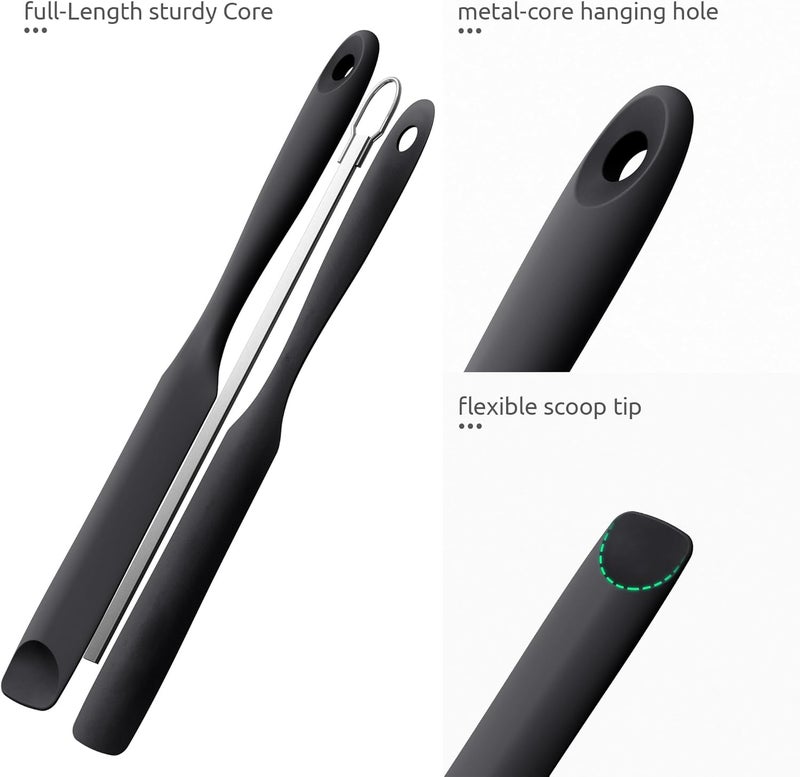 UTaste Silicone Jar Spatula for Sourdough Starter: Long Skinny Food-Grade Jam Spreader, Sturdy Stirring Stick Bowl Scraper with Flexible Spoon Tip, Mixing Icing Tool, Peanut Butter Knife (Black) - Image 5