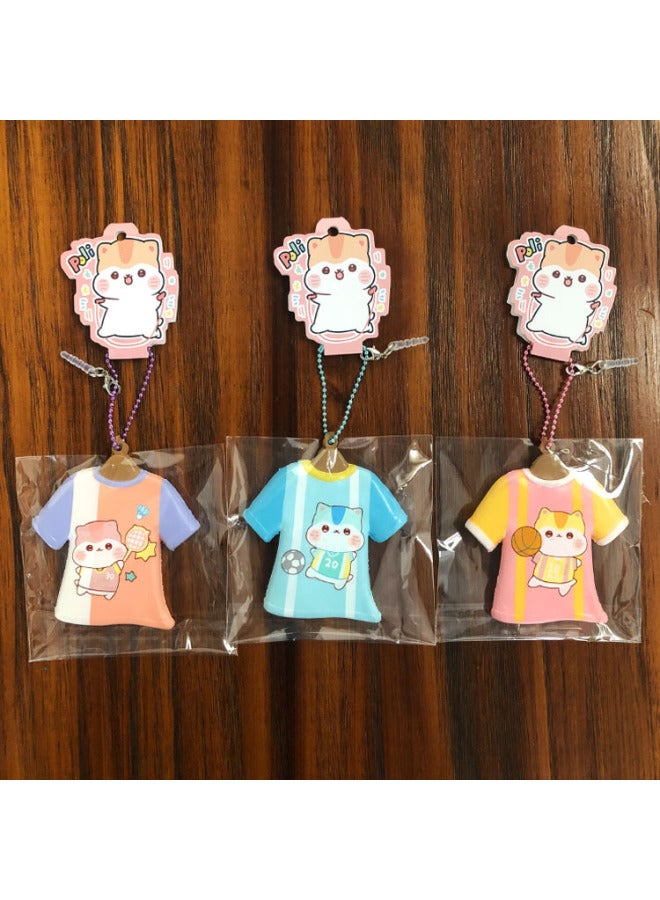 Hamster House PU Foam Cute Cartoon Simulation Short-sleeved T-shirt Slow Rebound Decompression Pinch Music Toy Pendant-Color:Purple-Specifications:7*1*8cm  - Image 3