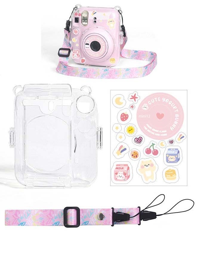 ماركة غير محددة حافظة صلبة واقية شفافة لكاميرا Fujifilm Instax Mini 12 الفورية مع حزام قابل للتعديل شفاف  - Image 1