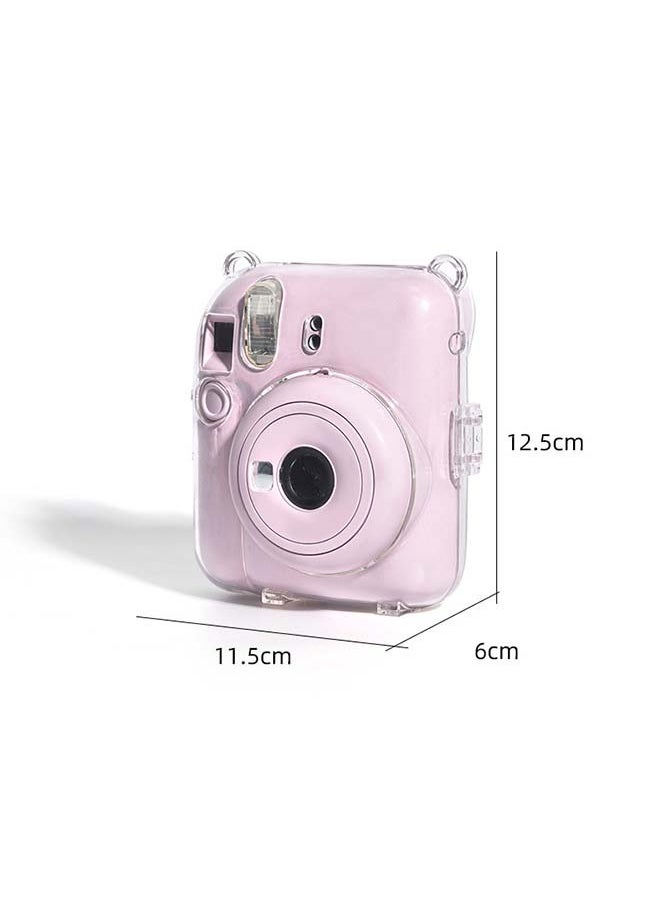 ماركة غير محددة - حافظة صلبة واقية شفافة لكاميرا Fujifilm Instax Mini 12 الفورية مع حزام قابل للتعديل شفاف - Image 1