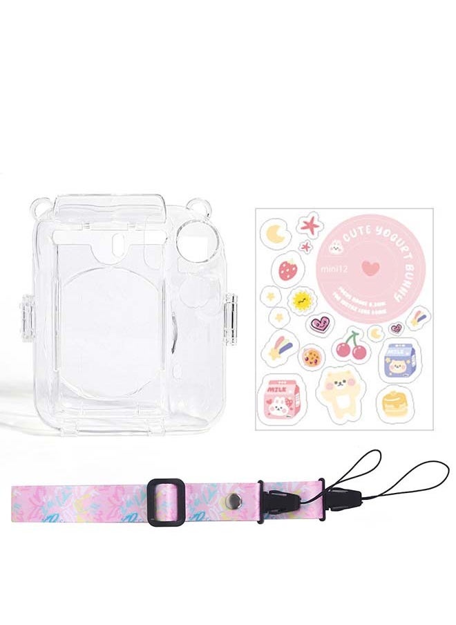 ماركة غير محددة حافظة صلبة واقية شفافة لكاميرا Fujifilm Instax Mini 12 الفورية مع حزام قابل للتعديل شفاف  - Image 2