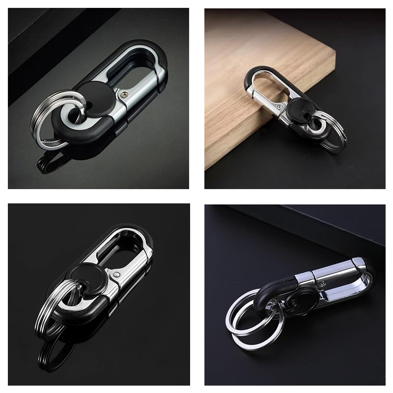 CHRIS GOOD Men's Car Key Chain 2pcs, Personalized Creative Stainless Steel Car Keychain for Men (Black,Black) - Image 5