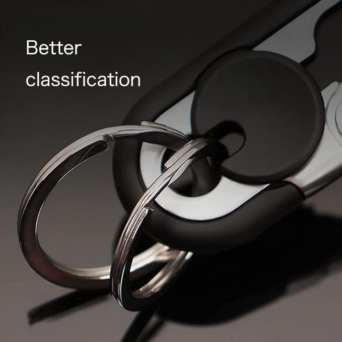 CHRIS GOOD Men's Car Key Chain 2pcs, Personalized Creative Stainless Steel Car Keychain for Men (Black,Black) - Image 2