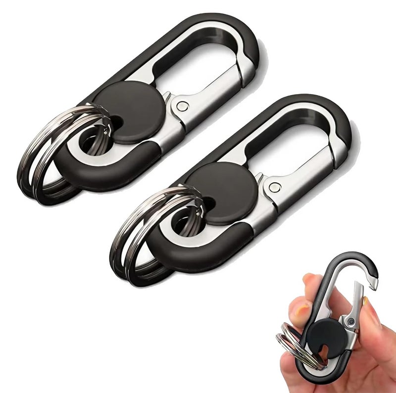 CHRIS GOOD Men's Car Key Chain 2pcs, Personalized Creative Stainless Steel Car Keychain for Men (Black,Black) - Image 1