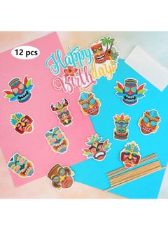HOWAF Hawaiian Luau Party Decoration Include Palm Leaves Happy Birthday Banner Summer Balloons Tiki Cupcake Topper For Birthday Baby Shower Beach Theme Summer Pool Party Supplies Favors  - Image 5